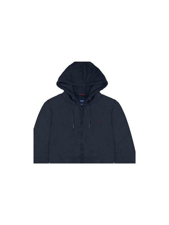 Double Men's Sweatshirt Jacket with Hood Blue