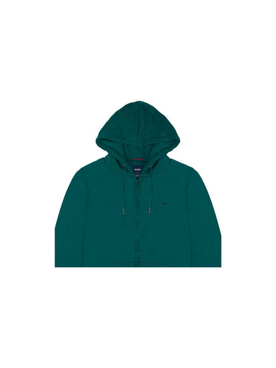 Double Men's Sweatshirt Jacket with Hood Green