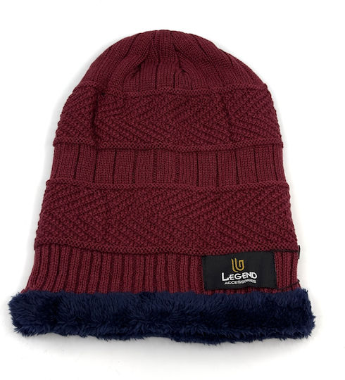 Knitted Beanie Cap Burgundy