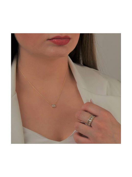 Baguette Necklace from Gold 14K with Zircon