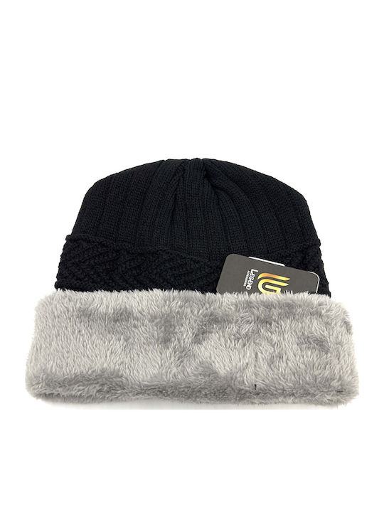 Set with Beanie Knitted in Black color