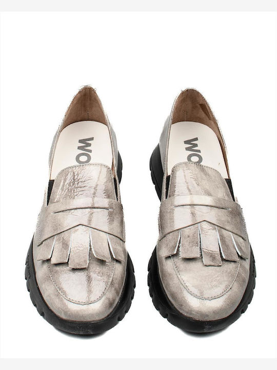 Δερμάτινα Γυναικεία Loafers σε Γκρι Χρώμα