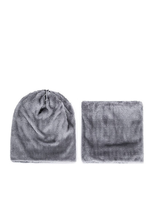 Set with Beanie Knitted in Black color