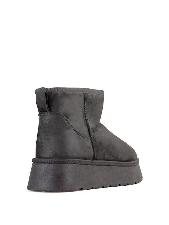 Silia D Women's Suede Boots with Fur Gray