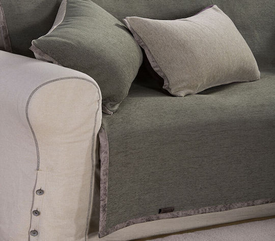 Nef-Nef Homeware New Tanger Ριχτάρι Τριθέσιου Καναπέ Δύο 'Οψεων 180x300εκ. Forest Green / Ecru