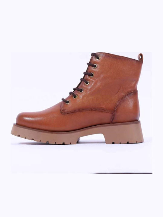 Leder Stiefeletten Damen Tabac Braun