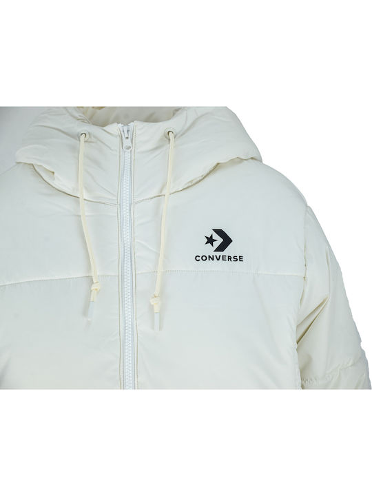 Converse Women's Short Puffer Jacket for Winter White