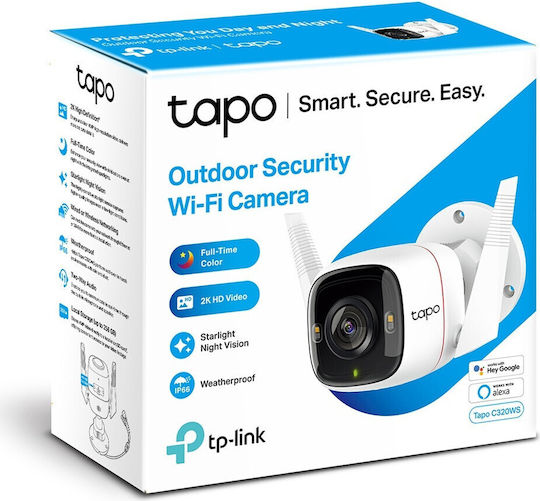 TP-LINK Tapo C320WS v2.2 IP Κάμερα Παρακολούθησης Wi-Fi Full HD+ 4MP Αδιάβροχη με Αμφίδρομη Επικοινωνία και Φακό 3.18mm