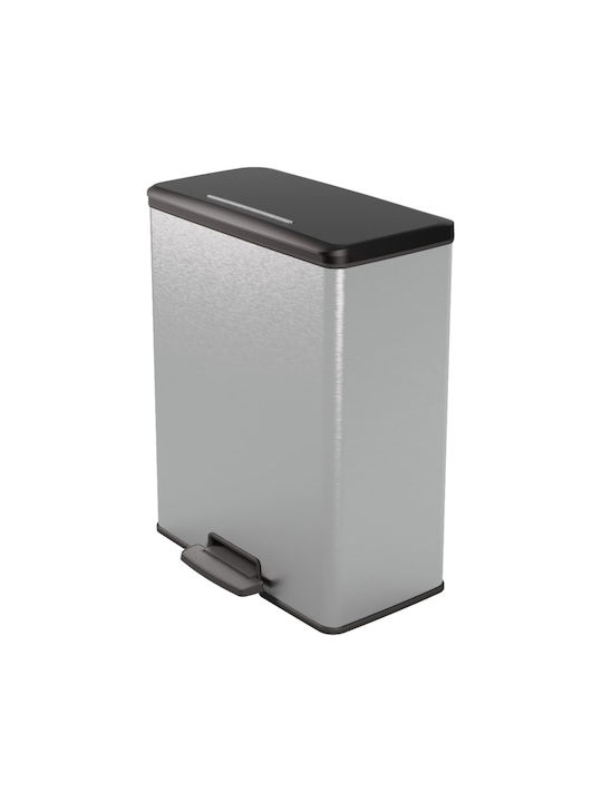 Curver Deco Metal Pedal Waste Bin 65lt Silver