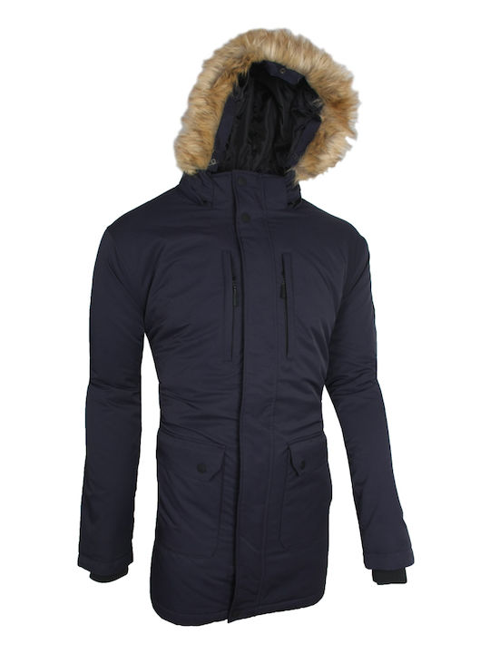 Double Herren Winter Jacke Lässig Blau