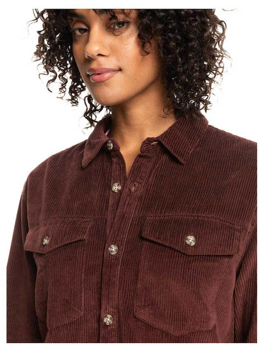 Roxy Let Women's Long Sleeve Shirt Brown