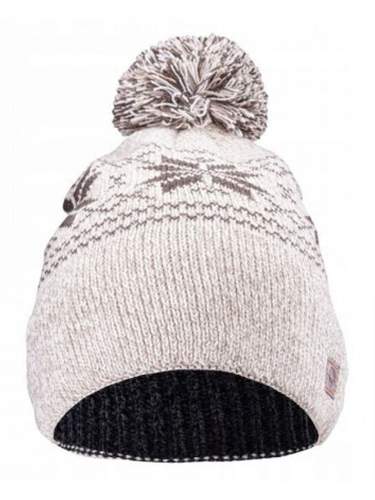 Pom Pom Beanie Unisex Σκούφος Πλεκτός σε Λευκό χρώμα