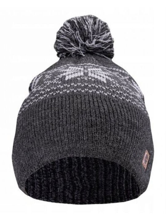 Pom Pom Beanie Unisex Σκούφος Πλεκτός σε Μαύρο χρώμα