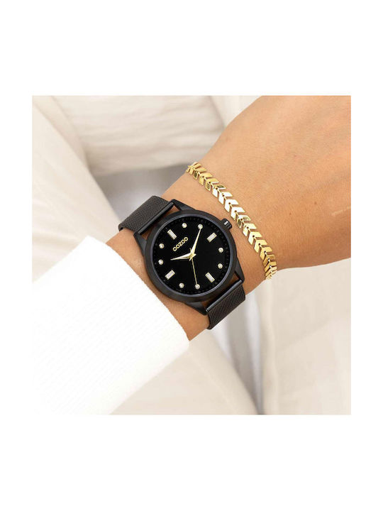 Oozoo Watch with Black Metal Bracelet