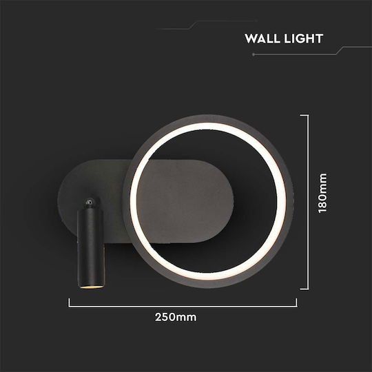 V-TAC Leuchte Wand mit Integrierter LED und Neutralweißes Licht Schwarz 250x18x10cm