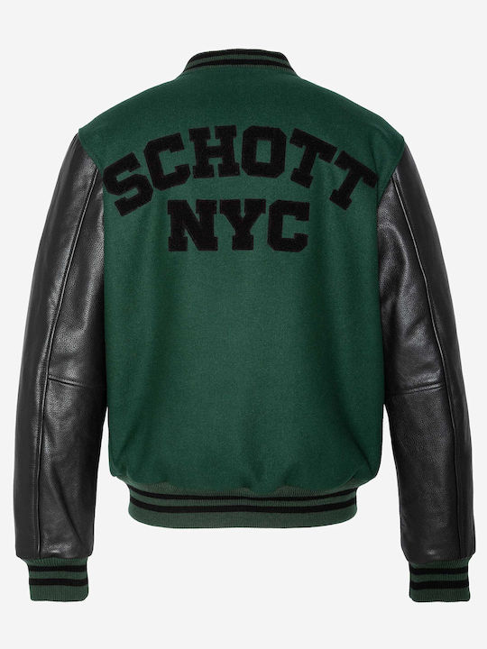 Schott NYC Ανδρικό Χειμωνιάτικο Μπουφάν Bomber Πράσινο