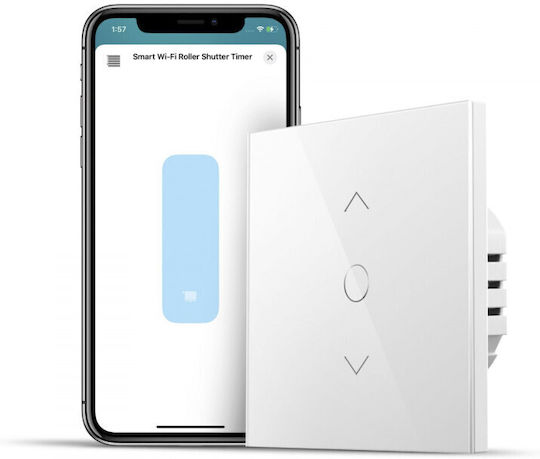 Meross Recessed Touch Wall Switch Wi-Fi Rolling Shutters One-Way Without Frame White