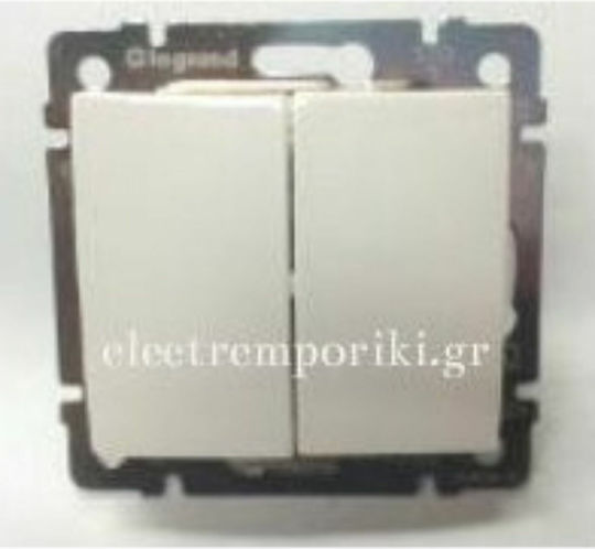 Legrand Valena 08 Χωνευτός Διακόπτης Τοίχου Διπλός χωρίς Πλαίσιο Aller Retour Λευκός