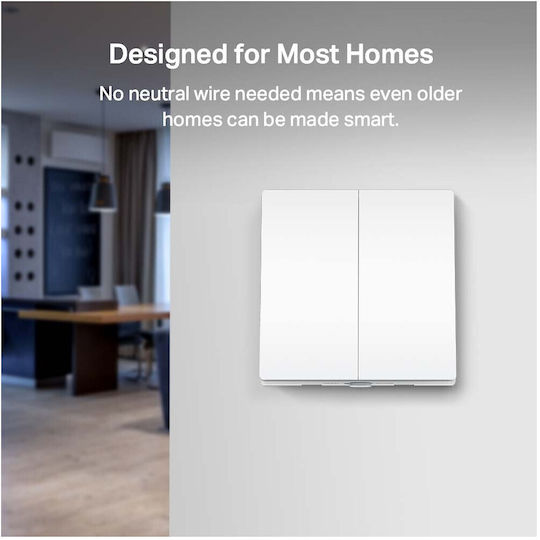 TP-LINK Tapo S220 v1 Wall-mounted Double Wall Switch Without Frame White