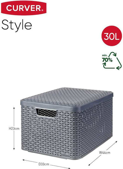 Curver Style Металик Кутия за съхранение с капак Сив 30x33x23см 1бр