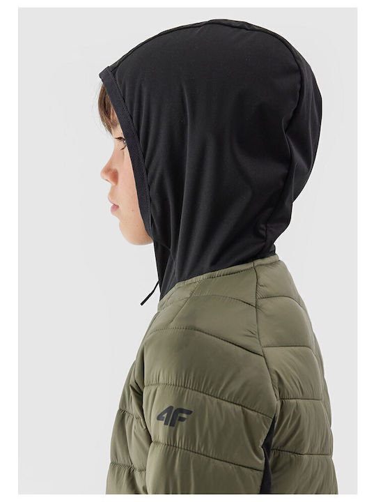 Kids' Quilted Jacket with Hood Khaki