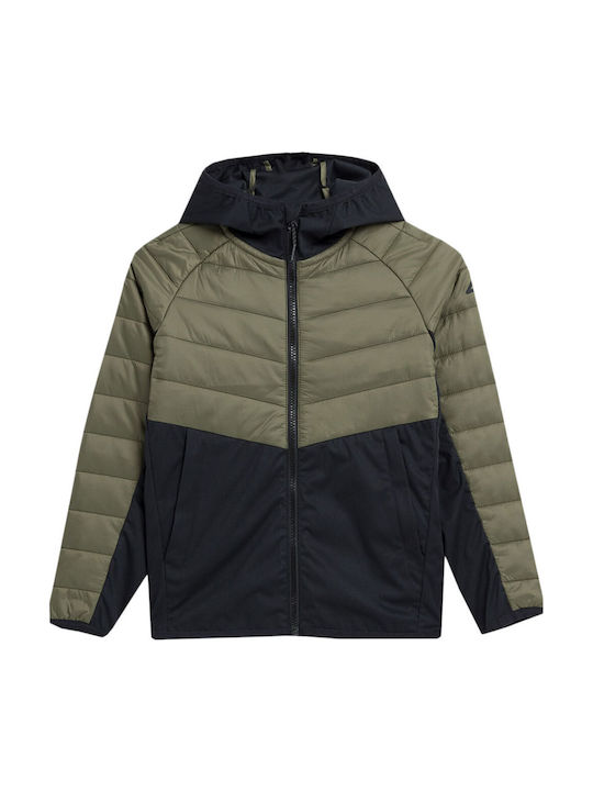 Kids' Quilted Jacket with Hood Khaki