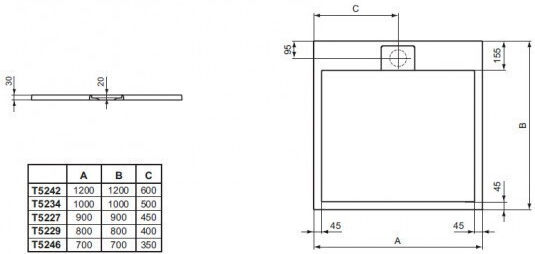 Ideal Standard Square Artificial Stone Shower Beige 120x120x3см