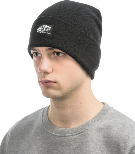 Beanie Unisex Σκούφος Πλεκτός σε Μαύρο χρώμα