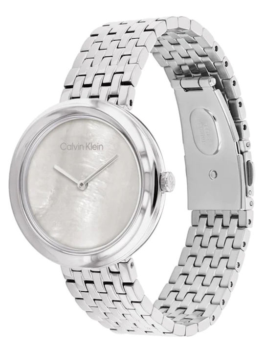 Calvin Klein Γυναικείο Ρολόι 30mm Χρονογράφος Μπαταρίας με Ασημί Μεταλλικό Μπρασελέ