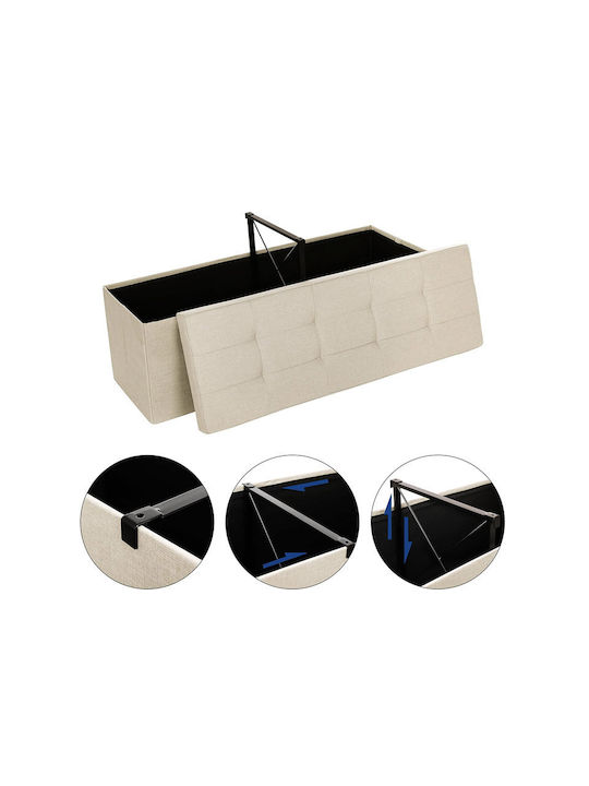 Taburet cu Spațiu de Depozitare Îmbrăcat în Țesătură Bej 110x38x38cm