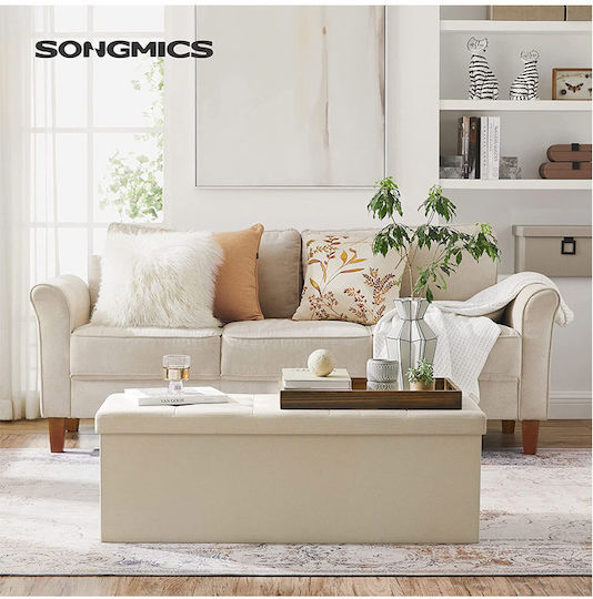 Songmics Bankhocker Mit Stauraum Stoff Beige 110x38x38cm