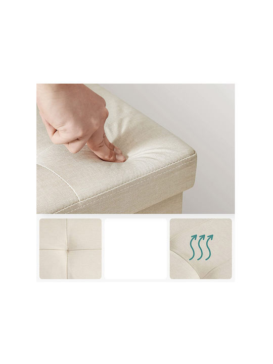 Taburet cu Spațiu de Depozitare Îmbrăcat în Țesătură Bej 110x38x38cm