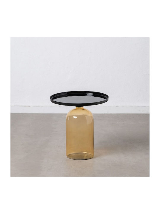 Round Glass Side Table Black L45xW45xH47cm