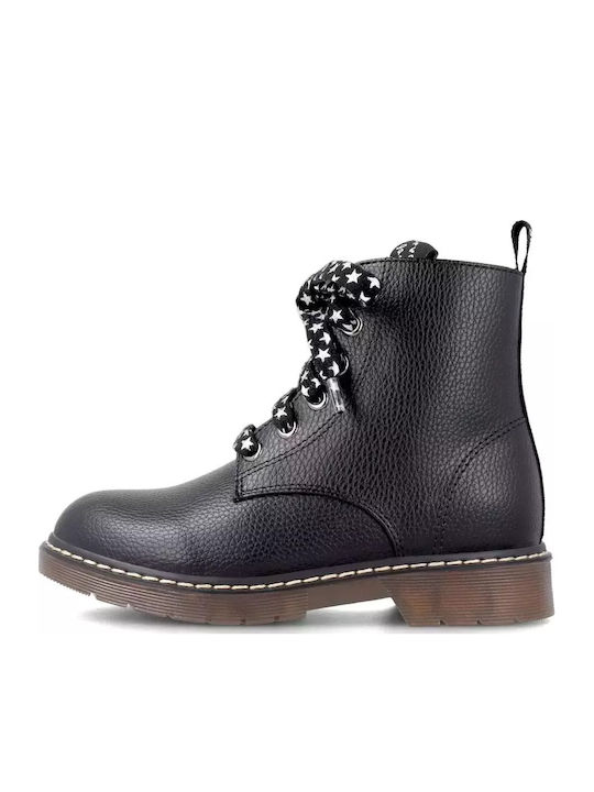 Leather Kids Boots with Laces Black