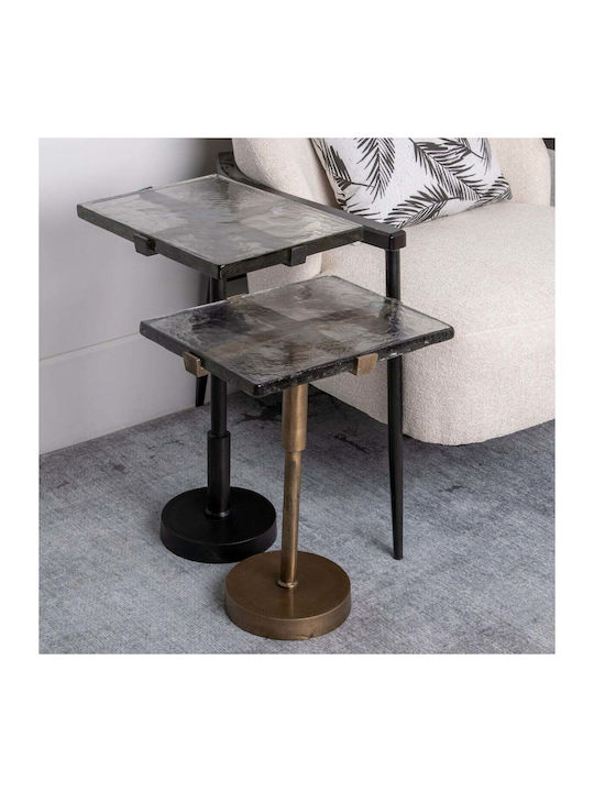 Rectangular Glass Side Table Black L41xW32xH59cm