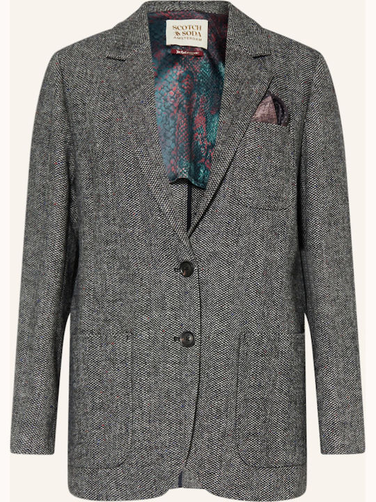 Scotch & Soda Herringbone Γυναικείο Σακάκι Γκρι