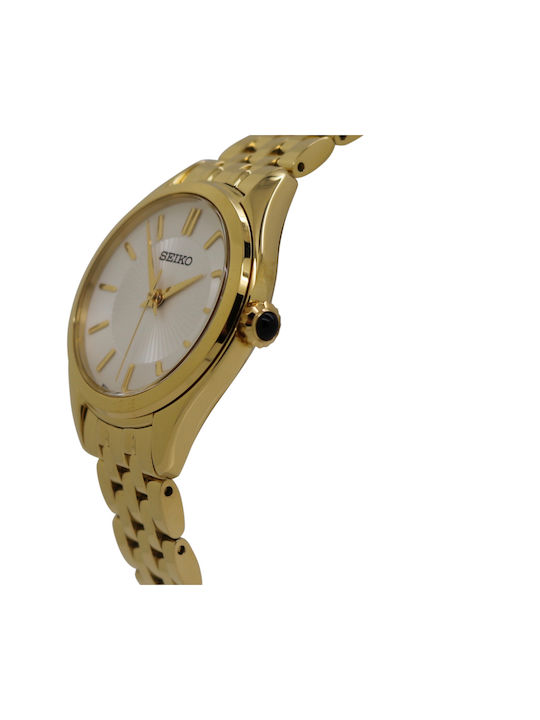 Seiko Dial Γυναικείο Ρολόι 29mm Μπαταρίας με Χρυσό Μεταλλικό Μπρασελέ