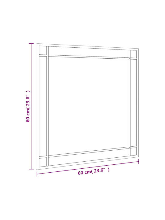 vidaXL Като Огледало за Стена с Черен Металик Рамка 60x60см 1бр