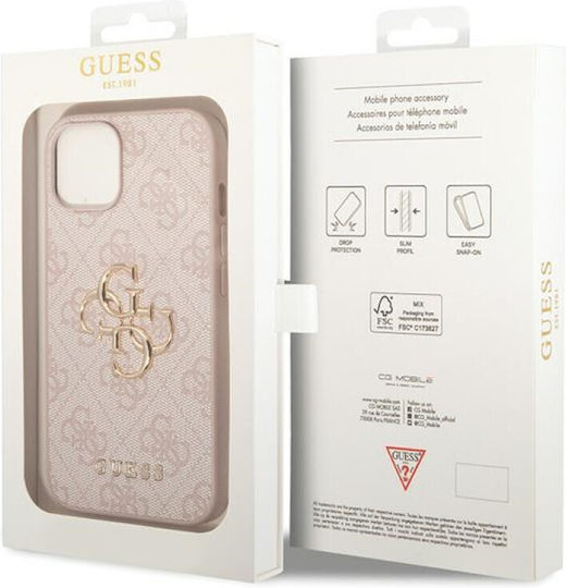 Guess Metal Logo Back Cover Plastic Roz (iPhone 15)