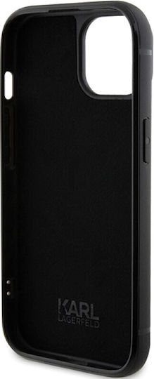 Karl Lagerfeld Rhinestone Plate Metal Logo Back Cover Plastic Negru (iPhone 15)