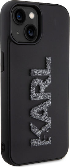 Karl Lagerfeld 3d Logo Glitter Umschlag Rückseite Kunststoff Schwarz (iPhone 15)