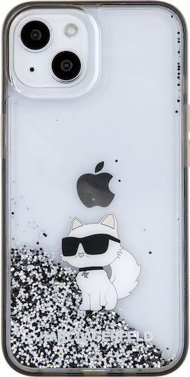 Karl Lagerfeld Liquid Glitter Choupette Umschlag Rückseite Kunststoff Transparent (iPhone 15)