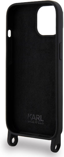 Karl Lagerfeld Ikonik Back Cover Πλαστικό / Σιλικόνης με Λουράκι Μαύρο (iPhone 15)