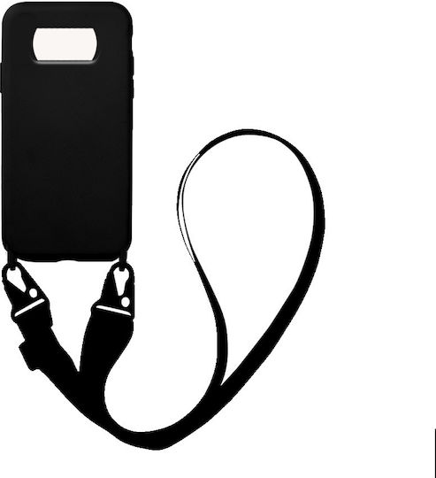 Sonique Carryhang Liquid Back Cover Silicone 0.5mm with Strap Pink (Galaxy A50)