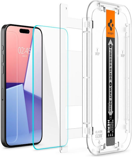 Spigen Oleophobic Coated Glas.tr Ez Fit Закалено стъкло за цялото лице 2бр (iPhone 15 Pro Max)