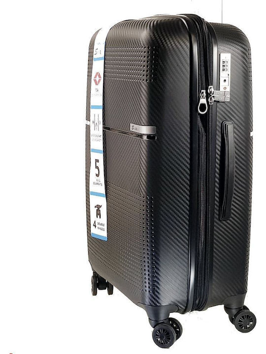 Stelxis Hard Black Travel Suitcase with 4 Wheels