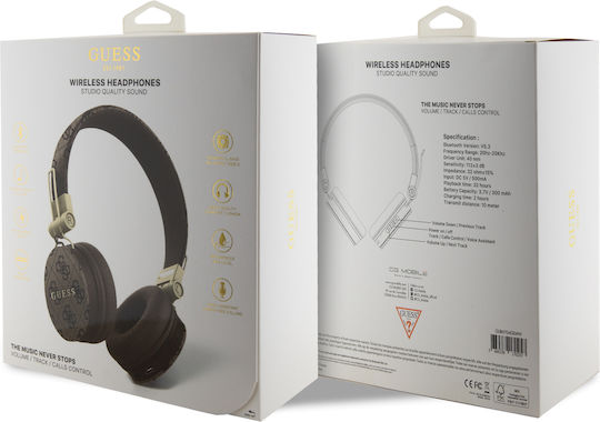 Guess 4G Metal Logo Kabellos / Kabelgebunden Am Ohr Kopfhörer mit 6 Stunden Betriebszeit Braun