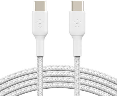 Belkin 2Pack Geflochten USB 2.0 Kabel USB-C männlich - USB-C 60W Weiß 2m (CAB004BT2MWH2PK)