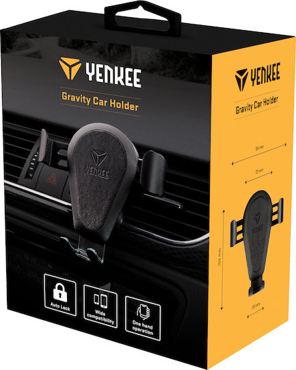 Yenkee Gravity Car Holder Car Mobile Mount 4" - 6.5" with Adjustable Hooks Black