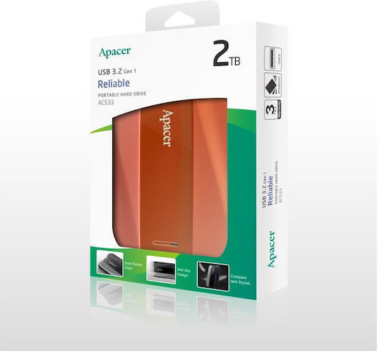 Apacer AC533 USB 3.2 Εξωτερικός HDD 2TB 2.5" Κόκκινο